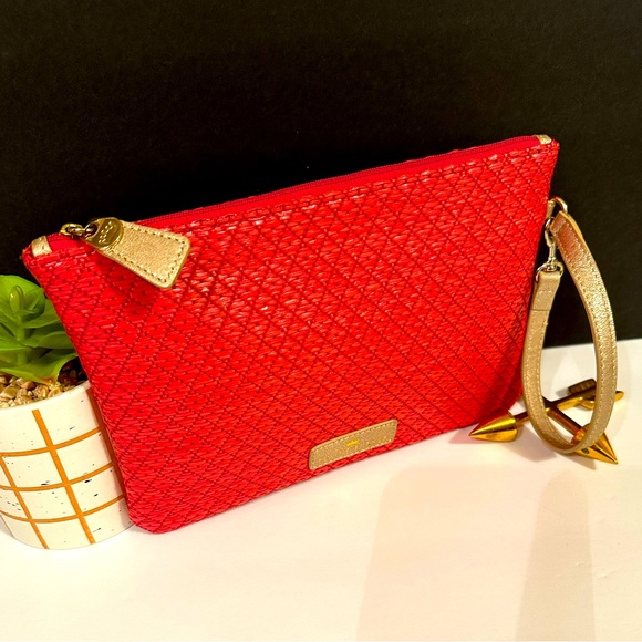 Elaine Turner Pink Woven Clutch/Cosmetic Pouch/Wristlet - Picture 3 of 9